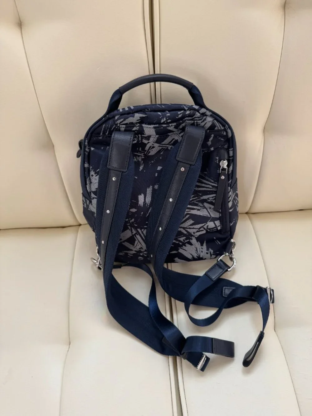 Tumi small Whitney backpack abstract navy blue gray travel mini limited edition